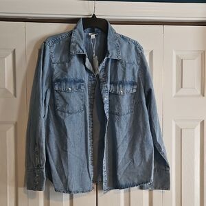 a.n.a Light Blue Denim Top